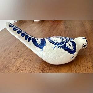 Vintage Tonala Blue & White Folk Art Pottery